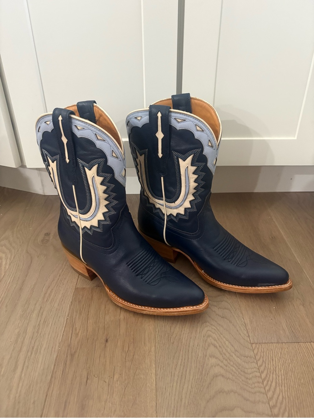 Tecovas The Jolene Atlantic Blue western Embroidered Heeled Boots  US 7